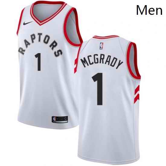 Mens Nike Toronto Raptors 1 Tracy Mcgrady Authentic White NBA Jersey Association Edition